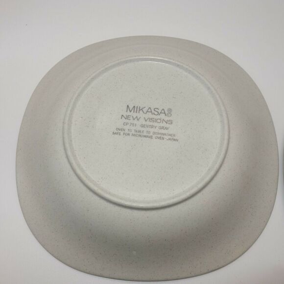 Set of 2 Vintage Mikasa New Visions Coupe Soup Bowl Gentry Gray Pinstripes - Picture 3 of 3